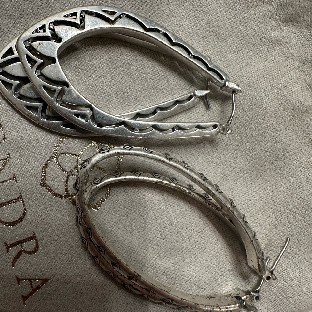 Lucky Brand Silver Zigzag Hoop Earrings